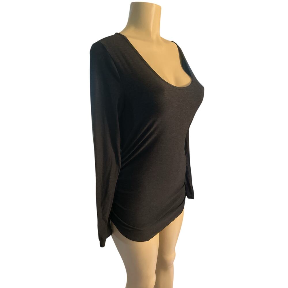 Women S Beyond the Bump Beyond Yoga Maternity Charcoal Gray Tee Long Slv Top